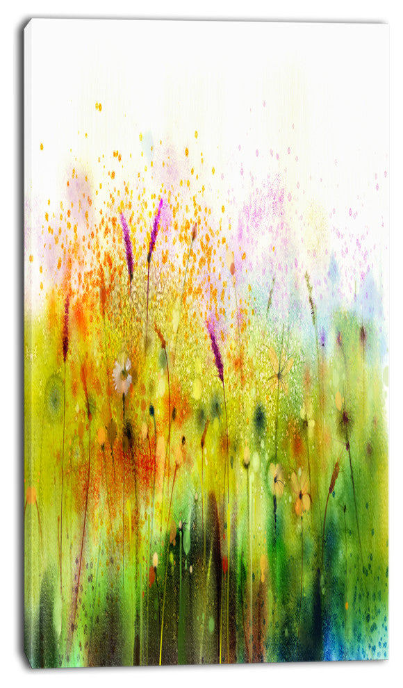 Cosmos Flowers and White Wildflowers, Large Floral Canvas Art Print, 16"x32"