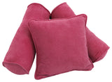 Double-Corded Solid Microsuede Throw Pillows With Inserts 3-Piece Set Bery Berry