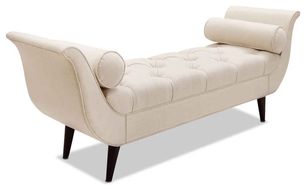 Alma 65" Tufted Entryway Bench With Bolster Pillows, Sky Neutral Beige Polyester