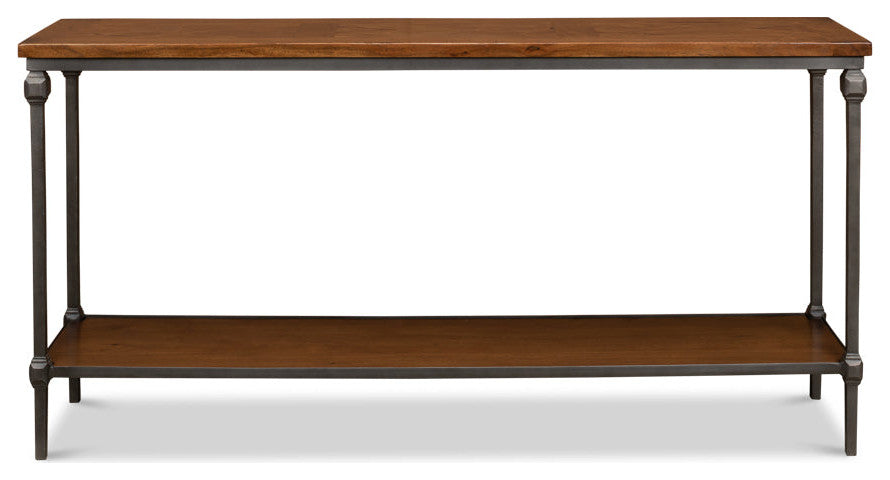 Huntsman Console Table With Shelf Wood and Iron Frame