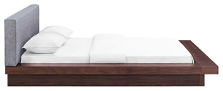 Walnut Gray Freja Queen Fabric Platform Bed