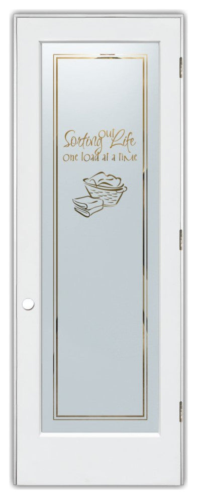 Laundry Door - Sorting Out Life Laundry Basket - Primed - 32" x 80" - Knob...
