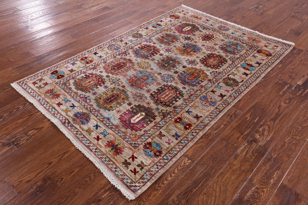 Fine Turkmen Ersari Hand Knotted Rug 4' 1" X 6' 3" - Q12782