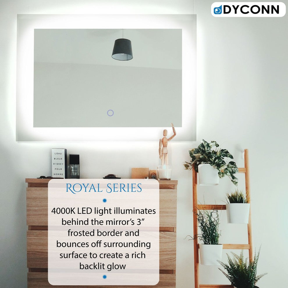 Dyconn Faucet Royal LED Wall Mounted Backlit Vanity Bathroom LED Mirror, 48"x36"