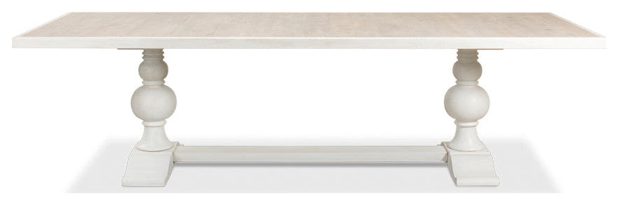 108 White Rectangular Trestle Dining Table for 8 People