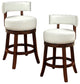 Set of 2 Leatherette and Wood 24" Bar Stool, Dark Oak, White