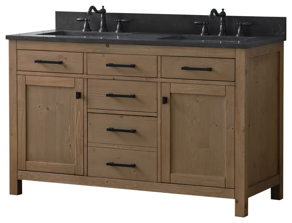 Jasper 54" Bathroom Vanity, Textured Natural, Blue Limestone