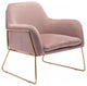 Comfy Square Pink Velvet and Gold Accent Arm Chair