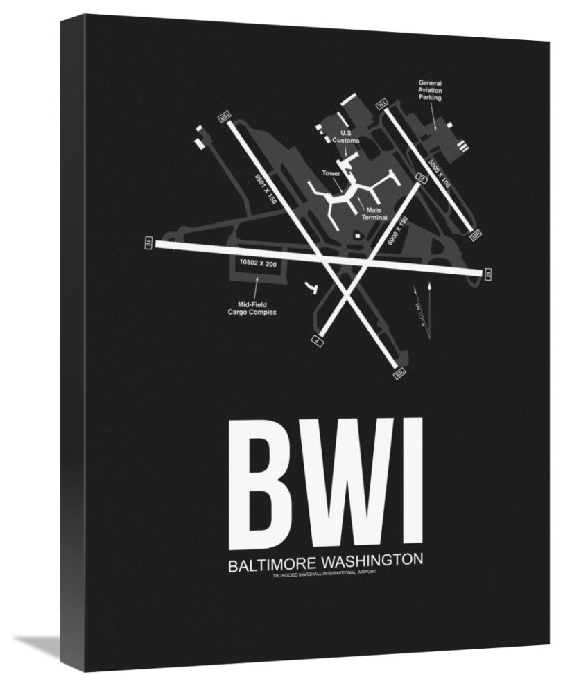 "BWI Baltimore Airport Black" Fine Art Print