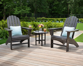 POLYWOOD Vineyard 3-Piece Curveback Adirondack Set, Black