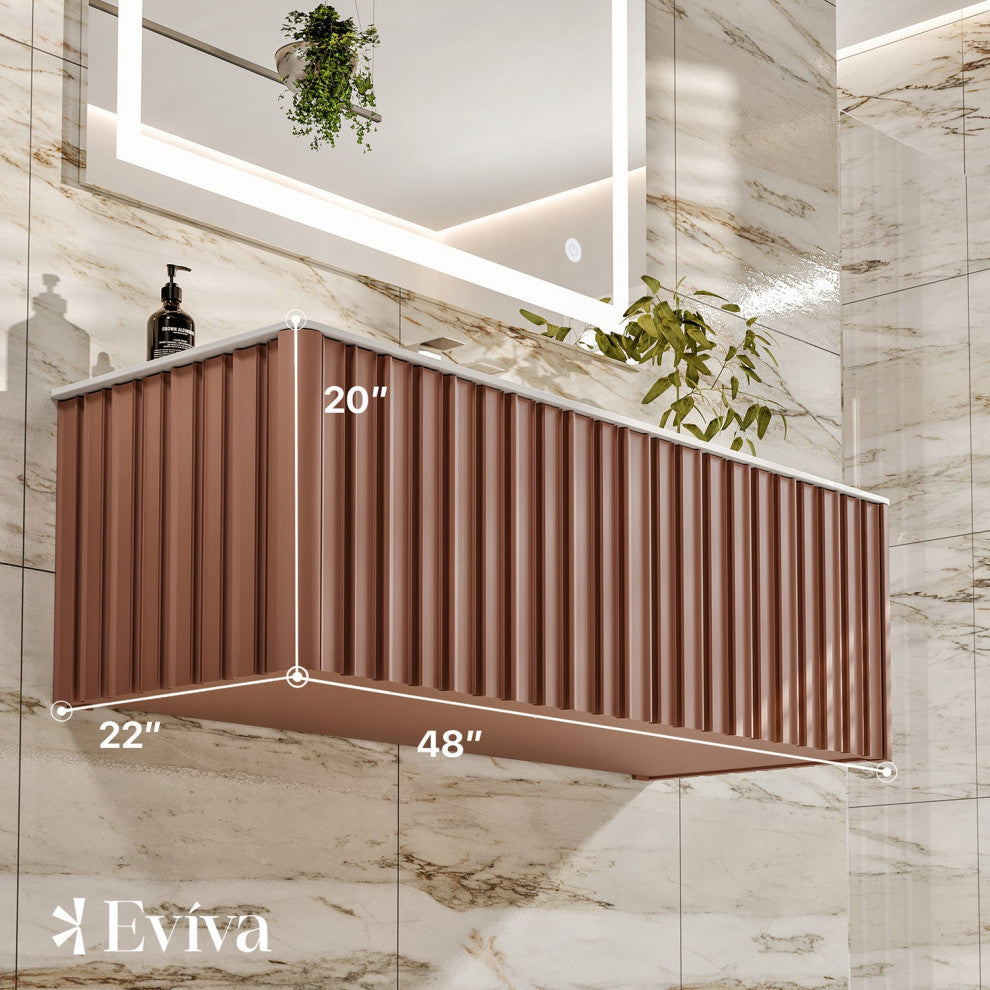 Eviva Dolce Vita 48 Blush Wall Mount Vanity With Solid Surface Integrated Sink