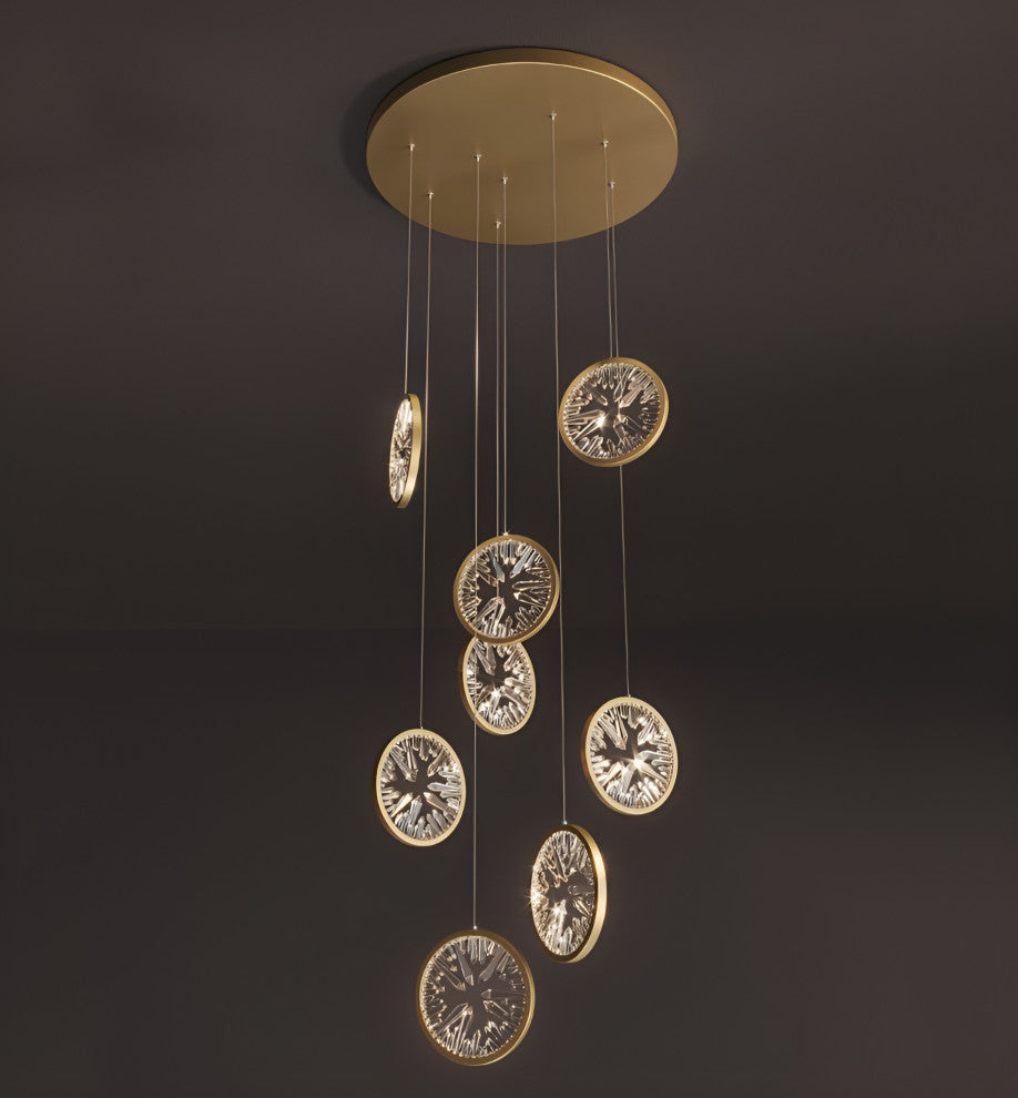 Bezaudun-les-Alpes | Gold Rings Crystal Chandelier, L8