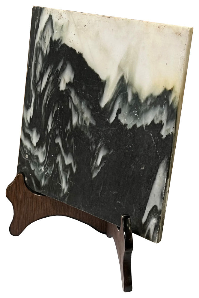 Chinese Natural Dream Stone Square Gray Fengshui Plaque Birdcage, Hws2258