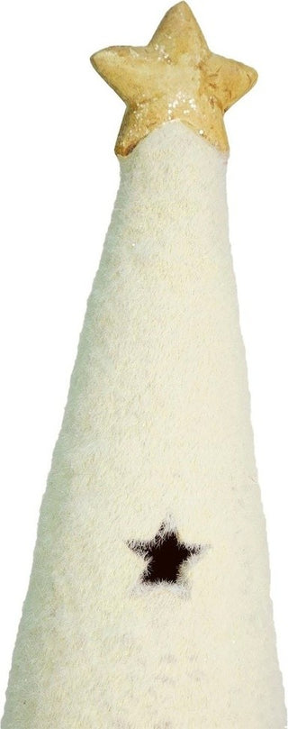 11.5" LED Lighted White Christmas Tree, Star Cut-Outs Table Top Figure
