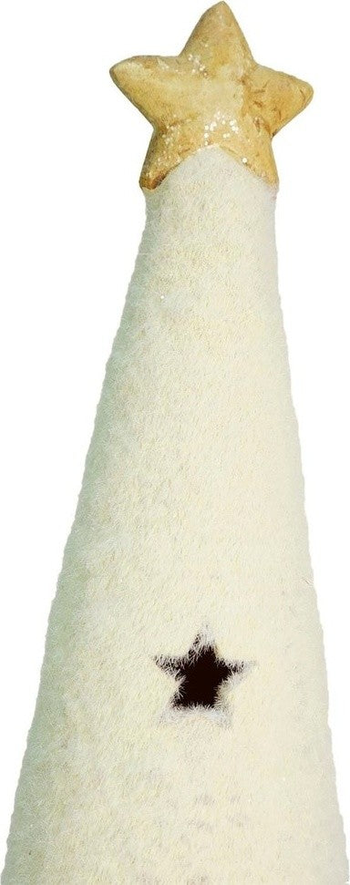 11.5" LED Lighted White Christmas Tree, Star Cut-Outs Table Top Figure