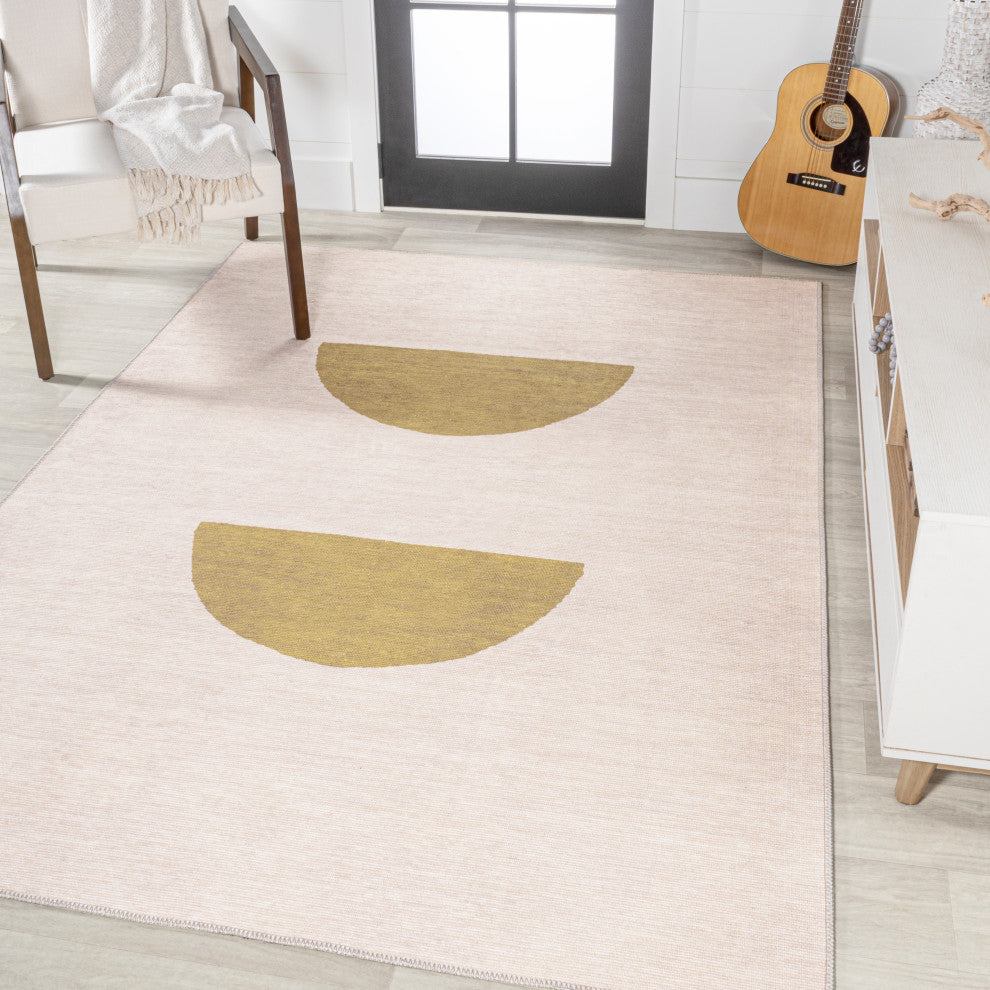 Luola Minimalist Geometric Machine-Washable Area Rug, 5x8