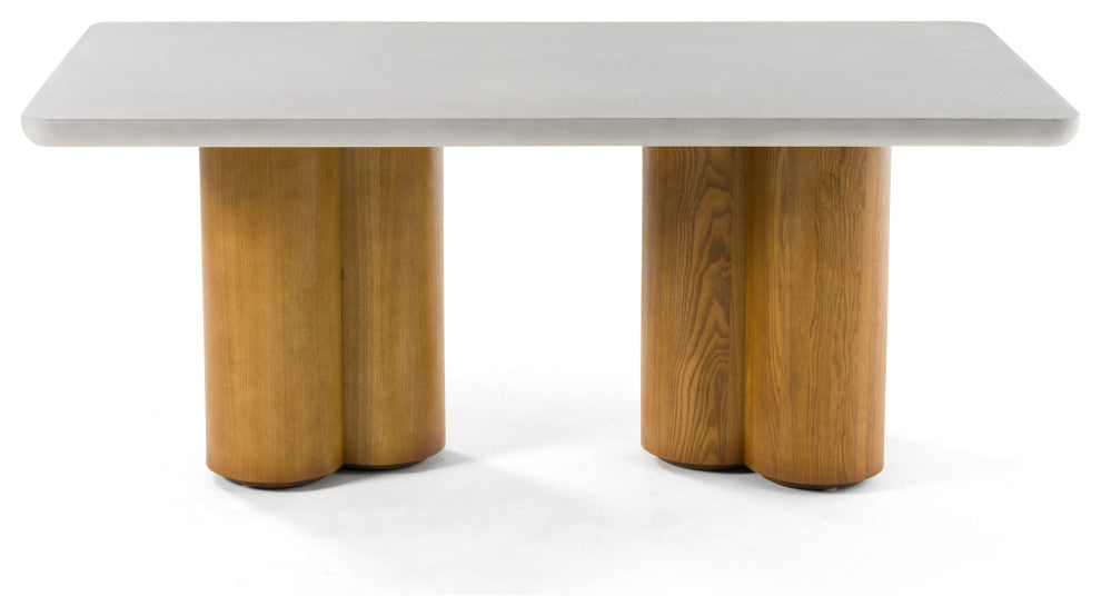 Modrest Bateman Modern Faux Concrete + Walnut Dining Table