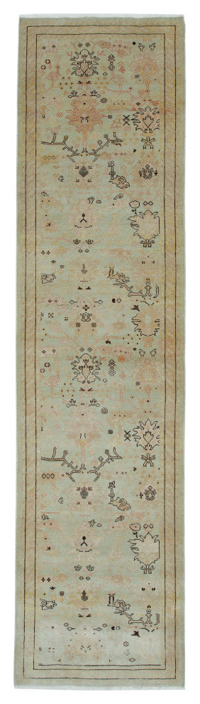 Rug N Carpet - Handmade Oriental 2' 11" x 11' 10" Runner Oushak Area Rug