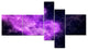 Fractal Violet Nebula, Abstract Canvas Art Print, 60"x32", 5 panels