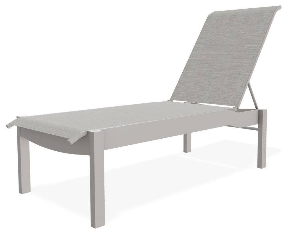 Leeward Sling Stackable Outdoor Chaise Lounge, Deacon/Warm Gray