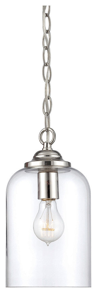 Bally 1 Light Pendant, Polished Nickel