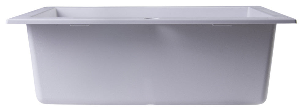 ALFI brand AB2420DI-W White Drop-In Single Bowl Granite Kitchen Sink