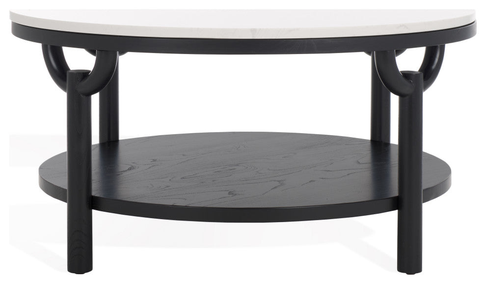 Safavieh Couture Puck Marble Top Coffee Table, Black/White