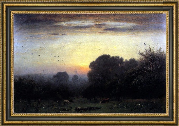 George Inness Morning Framed Premium Canvas Print, 16"x24"