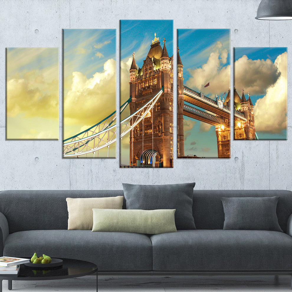 "Tower Bridge London at Sunset" Canvas Print, 5 Panels