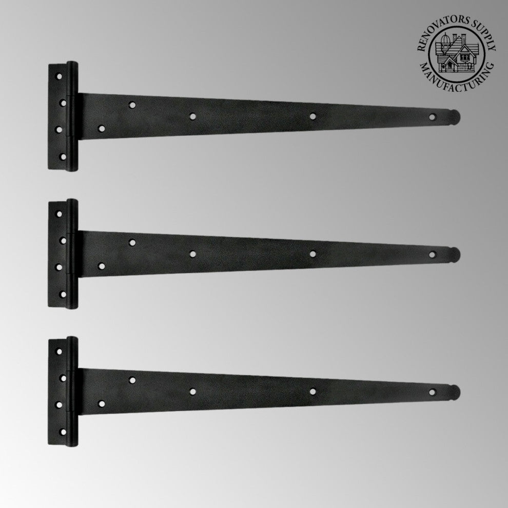 T Strap Door Hinge RSF Black Iron Light Duty 19" Pack of 3 |