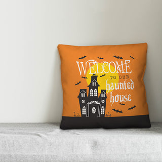 Welcome To Our Haunted House 20"x20" Throw Pillow