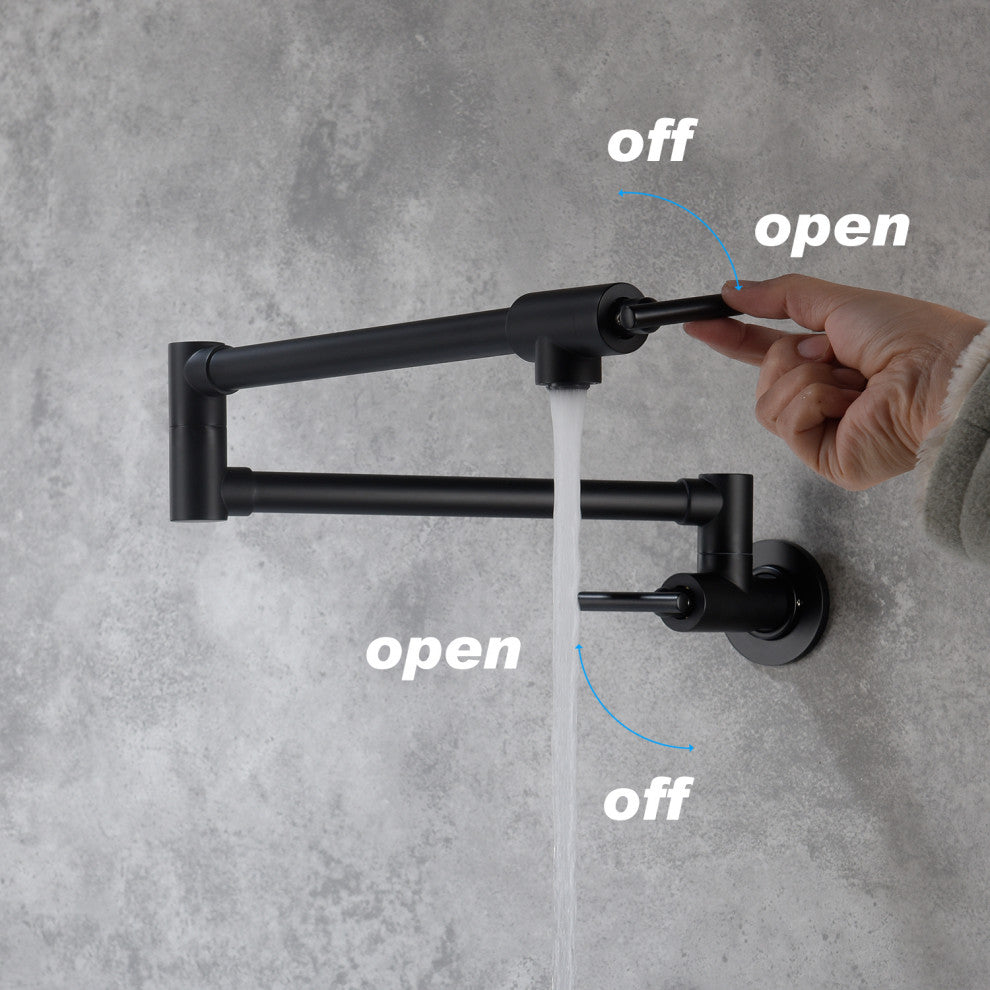 Wellfor Pot Filler Faucet Wall Mount, 4 GPM Flow Rate, Matte Black