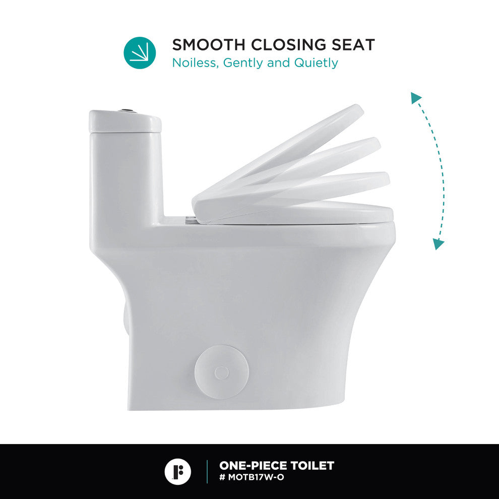 Fine Fixtures Dual-Flush Elongated One-Piece Toilet, White