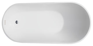 Vanity Art Freestanding Acrylic Soaking Bathtub, White/Integrated Overflow, 55"