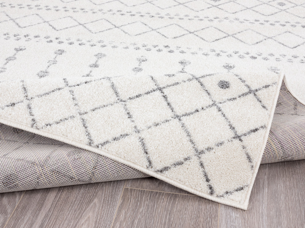 Abani Casa CAS100A Moroccan Trellis Ivory Grey Soft Area Rug