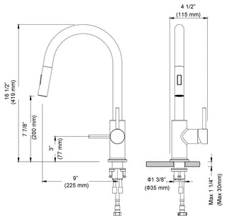 Brass Single Handle Pull Out Kitchen Faucet, Matte Black