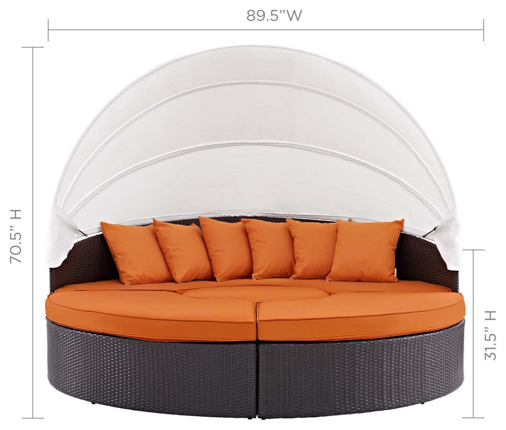 Quest Canopy Outdoor Patio Daybed, Espresso Orange