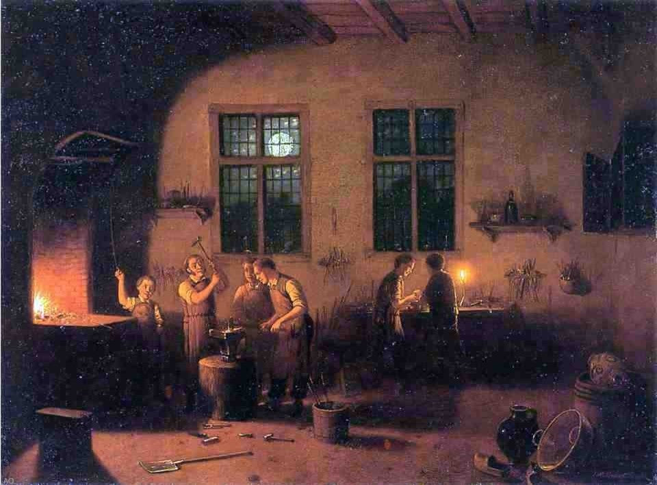 Francois Bonvin Blacksmith Shop, 21"x28" Wall Decal