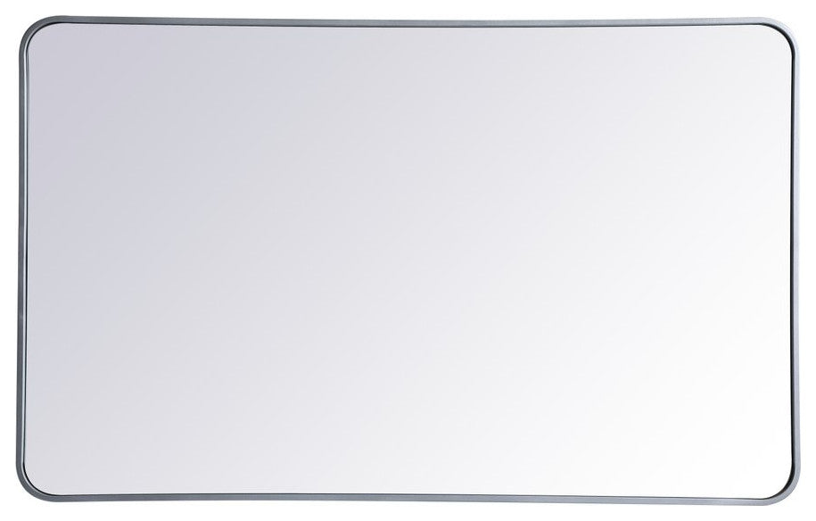 Ellis Soft Corner Metal Rectangular Mirror, Silver, 30"x48"