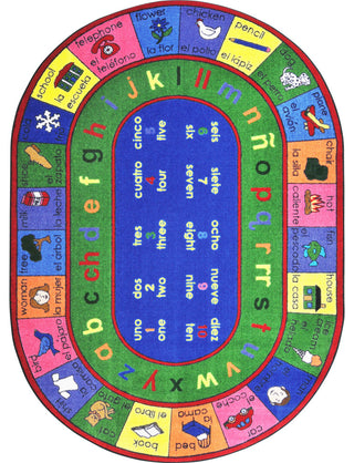 Lengualink, Spanish 7'8" X 10'9" Oval Area Rug, Color Multi