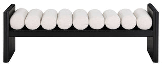 Waverly Boucle Fabric Upholstered Bench, Cream, 52" Wide, Black Finish