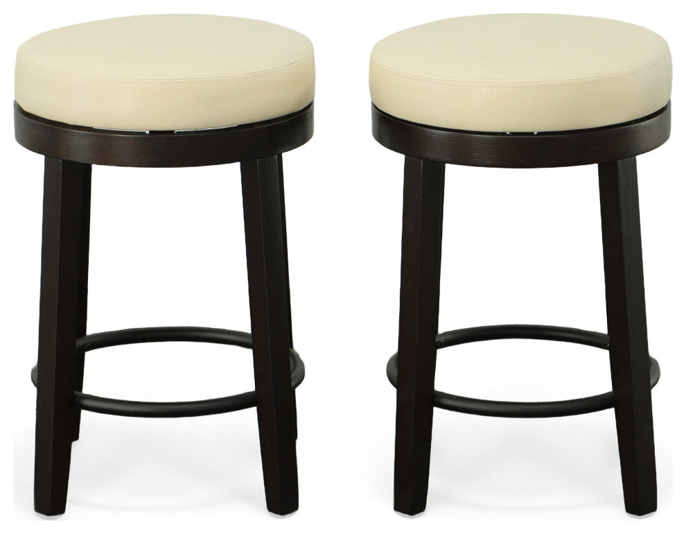 Era Swivel 24" Counter Stool, Cream and Espresso