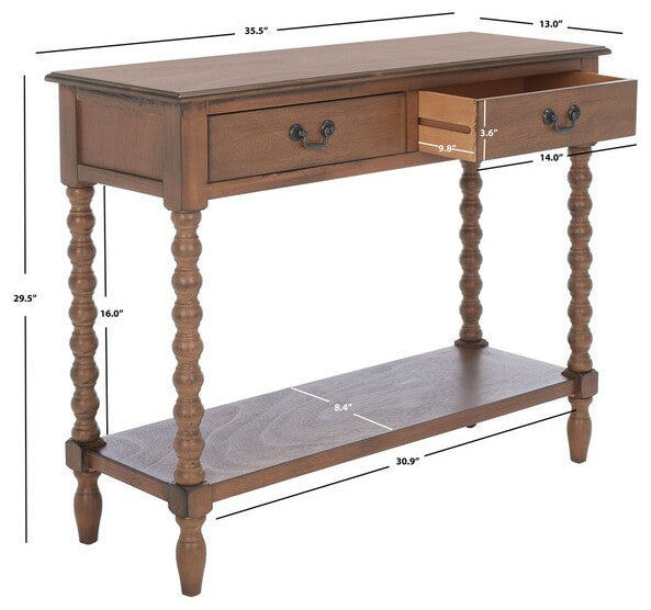Safavieh Athena 2 Drawer Console Table, Brown