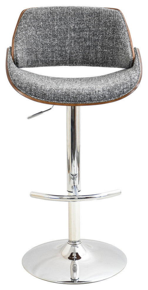 Fabrizzi H Adjustable Barstool With Swivel, Walnut/Gray