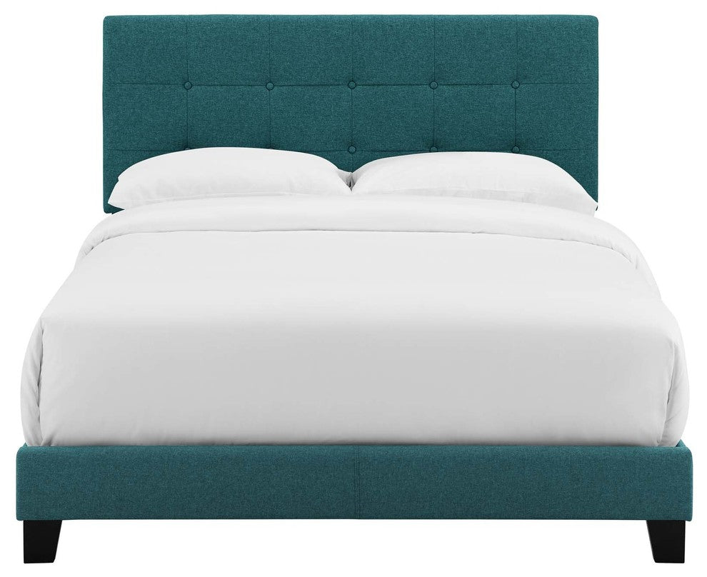Amira Full Upholstered Fabric Bed, Teal