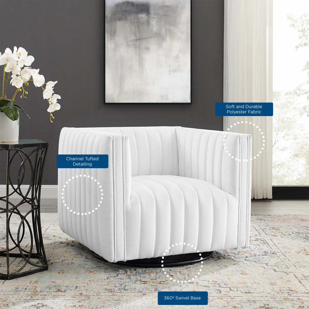 Tufted Armchair Accent Chair, Fabric, White, Modern, Living Lounge Hospitality