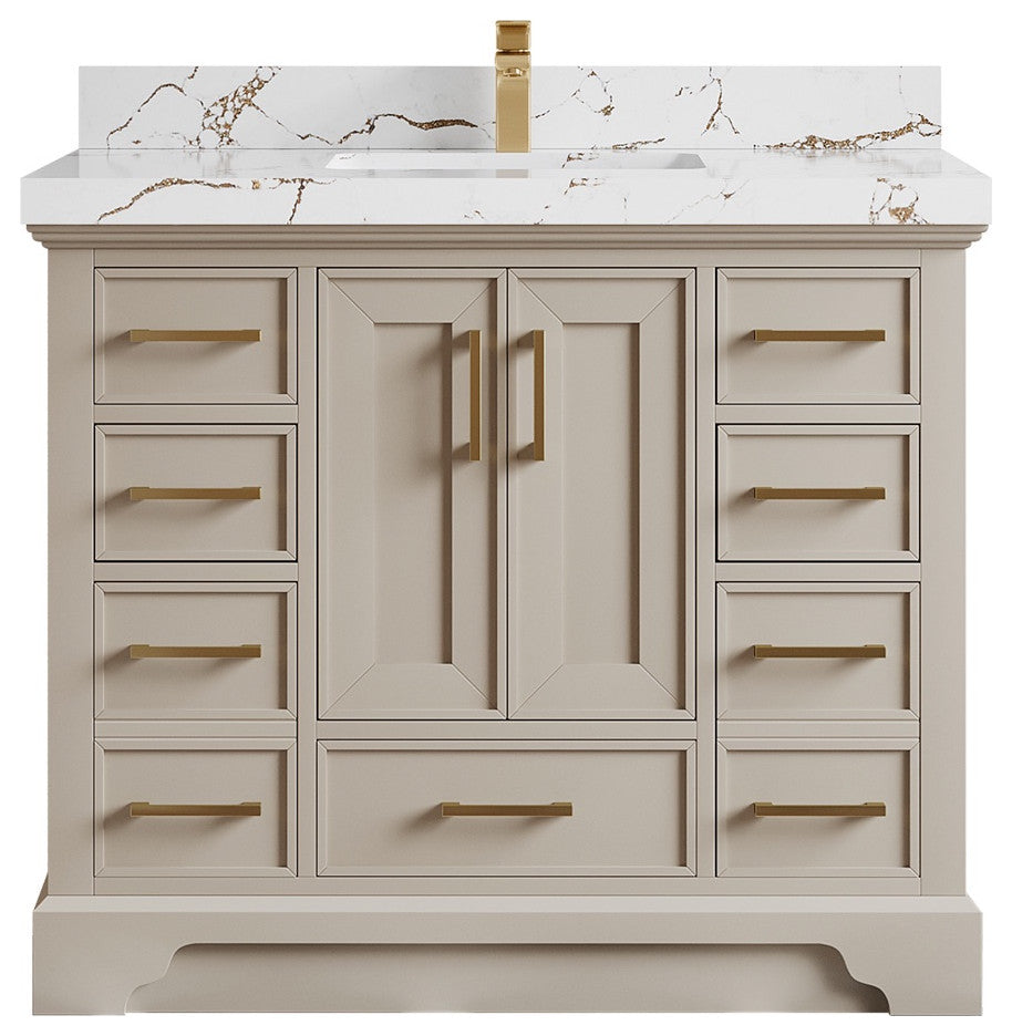 Charlotte 42" Single Sink Bath Vanity in Fine Grain 2" Viola Brown