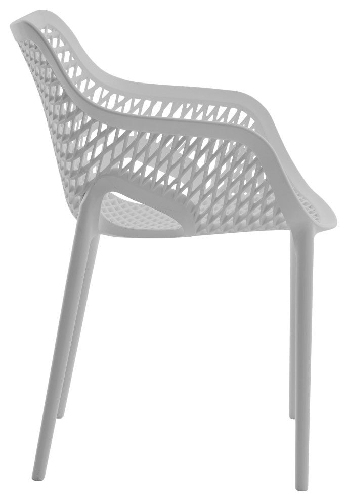 Mykonos Outdoor Patio Dining Chair (Set of 4), Grey, With Arms