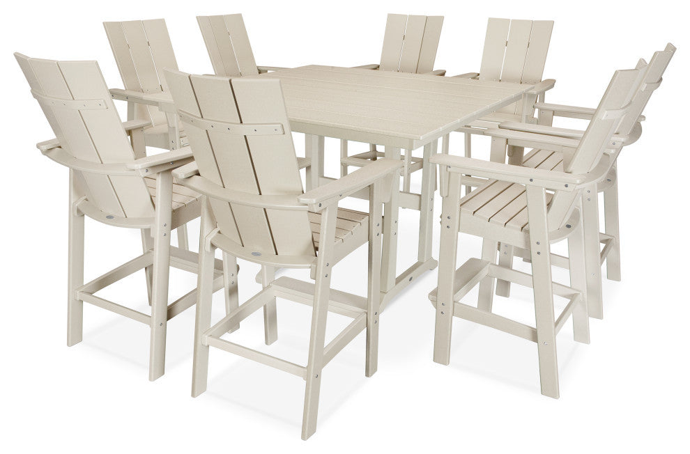 POLYWOOD Modern Adirondack 9-Piece Farmhouse Bar Set