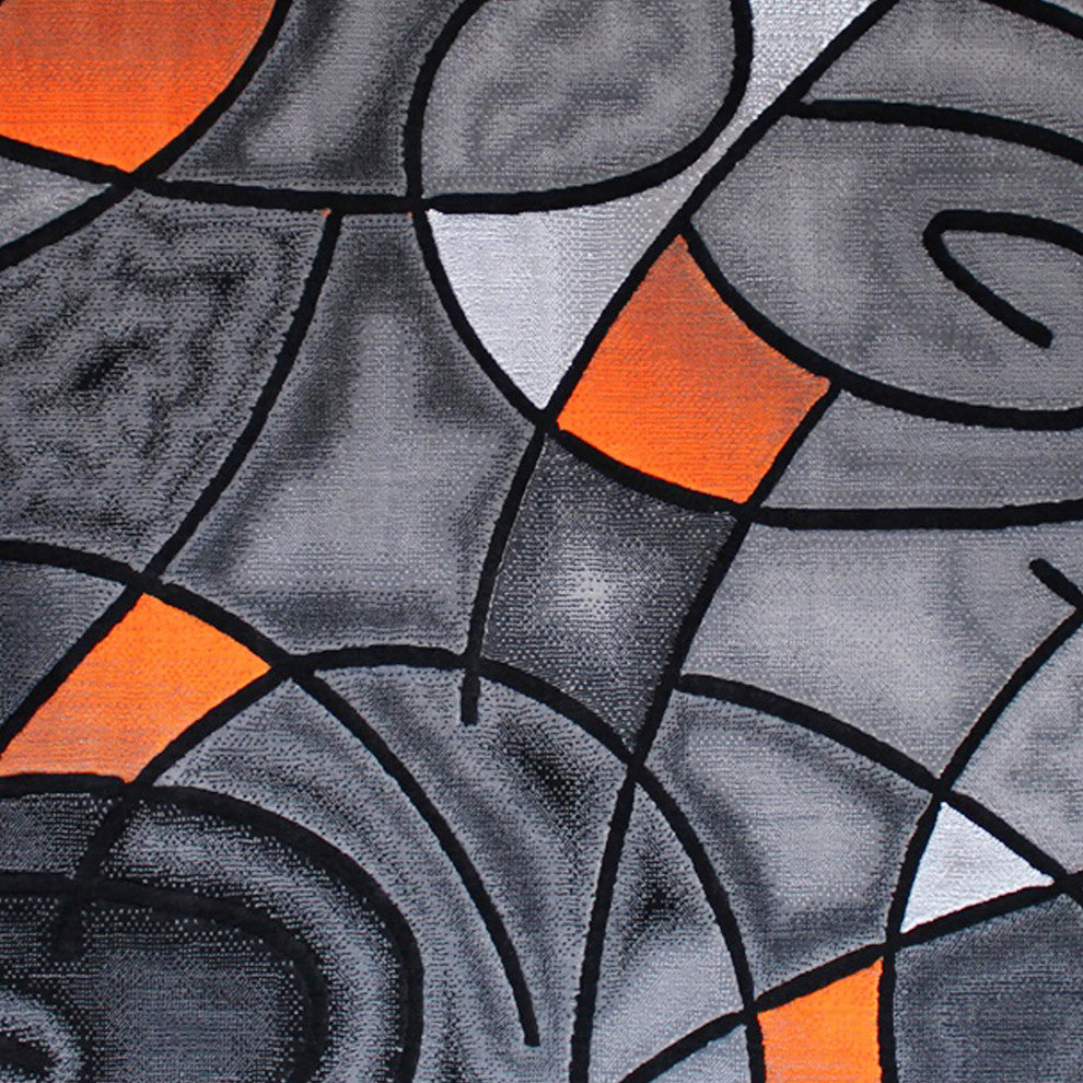 Angie Collection Rectangle 8' x 10' Abstract Area Rug, Orange